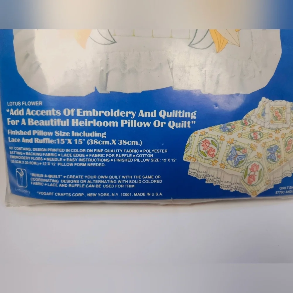 Lotus Flower Vogart Crafts Quilt Pillow Kit # 8770C SEALED New Old Stock